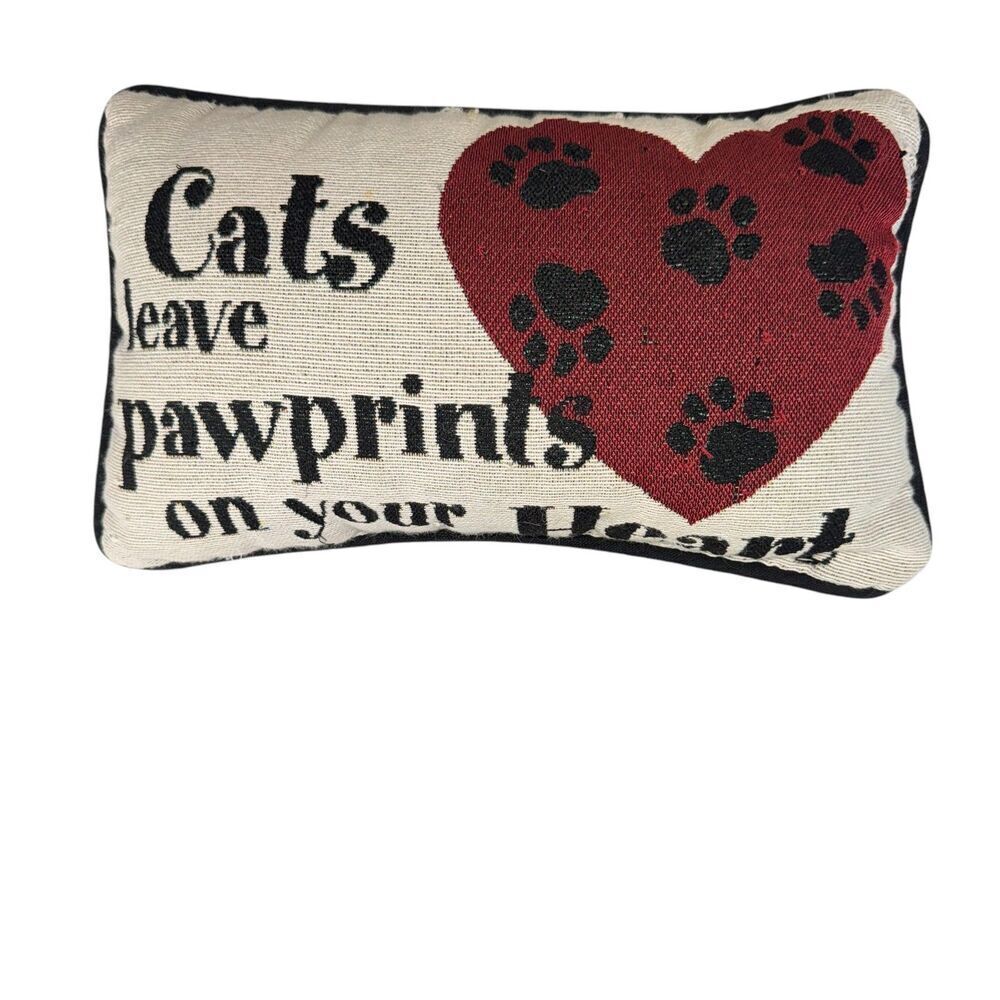 Cat leave Pawprints on Your Hear‎ Needlepoint Pillow